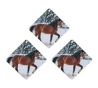 Sports Horses in The Snow Winter Car Air Freshener, 3 Pcs Rhombus Hanging Air Freshener Cards, Long Lasting Fragrance Scented Cards for Car, Home, Office White-style