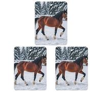 Sports Horses in The Snow Winter Car Air Freshener, 3 Pcs Square Hanging Air Freshener Cards, Long Lasting Fragrance Scented Cards for Car, Home, Office Gray-style