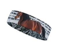 Sports Horses in The Snow Winter Headbands for Women & Men Sports Headband, Fits All Head Sizes, Ultra Absorbent & Non-Slip Sweatband for Running, Yoga, Gym