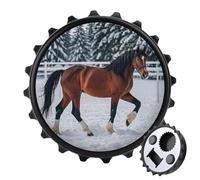 Sports Horses in The Snow Winter Magnetic Bottle Opener, Space Saving Kitchen Tool, Funny Beer Opener & Refrigerator Magnet for Camping, Traveling Camping Black-style