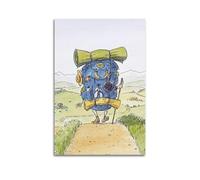 Sports Illustration Style Heavily Loaded Hiking Backpack Moving Forward Picture Poster Modern Wall Art Canvas Aesthetic Decoration Painting 20x30inch(50x75cm) Unframe-style
