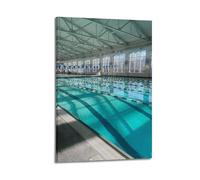 Sports Indoor Swimming Pool Panorama Picture Poster Modern Wall Art Canvas Aesthetic Decoration Painting 12x18inch(30x45cm) Frame-style