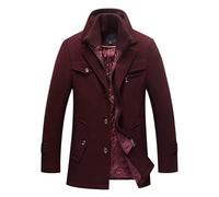 Sports Jackets For Men Uk,Winter Male Zipper Woolen Double Neck Mid Length Jacket