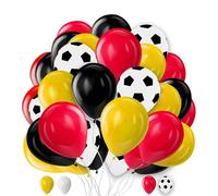 Sports Latex Balloons - 100 pcs, Soccer & Football Party Decoration Red Yellow Black & White