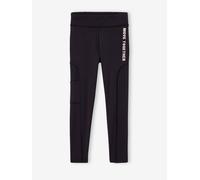 Sports Leggings in Techno Fabric, Zipped Pocket on the Back, for Girls black