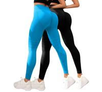 Sports Leggings Women,2 Pack Gym Leggings Women High Waist Opaque Workout Yoga Tights Buttery Soft Stretchy Tummy Control Running Skinny Pants Hip Lifting Fitness Peach Hip Fashion Joggers Sky Blue