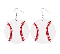 Sports Lover Baseball Shape Leather Dangle Earrings for Women Jewelry, Leather, leather