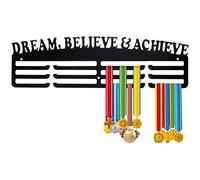 Sports Medal Holder Medal Hanger Display Wall Mounted Medal Display Rack with Inspirational Words, DREAM BELIEVE ACHIEVE, Decorative Memorial Medal Hanger Athlete Dreamer Gifts
