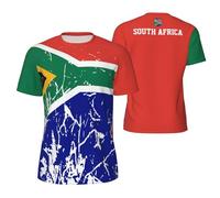 Sports Men T-Shirt South Africa Flag Grain 3D Printed for Supporters Gear Fans Running Multicolor