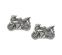 Sports Motorbike Motorcycle Cufflinks, Handcrafted English Made Pewter, Silver Finish, with Leatherette Gift Box