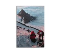 Sports Mountaineering Team Taking A Rest on Snow Covered Mountain Above Cloud Sea Picture Poster Modern Wall Art Canvas Aesthetic Decoration Painting 24x36inch(60x90cm) Unframe-style