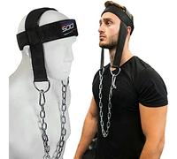 Sports Neck Training Exerciser Head Harness Fitness Weight Lifting Training Neck Trainer to Improve Muscle Strength with Long Steel Chain and Neoprene Strap