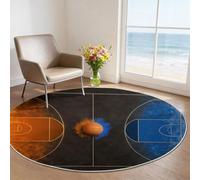 Sports Neon 3D Round Area Rug 100 cm, Flannel Low-Pile Soft Corridor Floor Mat, Machine Washable Non-Slip Trendy Circle Rug for Teenager Bedroom, Nursery Decor, Red Blue
