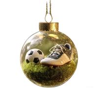 Sports Ornament Plastic Christmas Tree Baubles Hanging Decoration Baseball Golf Football Theme Holiday Decor Ball Clear Acrylic 8x8cm for Seasonal Ambiance Home Party Display(Soccer)