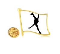 Sports Physical Education Skating Player Golden Metal Flag Lapel Pin Badge