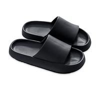 Sports Pillow Slippers for Women and Men, ATOPEFROA Cloud Slides Slippers Non-Slip Shower Comfy Soft Thick Sole Foam Slides Bath Yard Pool House Slippers, Black 6.5-7 Men 250mm