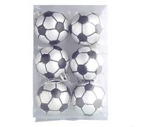 Sports Plastic Christmas Ball Ornaments Set of 6 Including Football Basketball Baseball Designs for Seasonal Decoration (A)