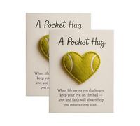 Sports Pocket Hug with Gift Card - Baseball, Basketball & Golf Heart-Shaped Pocket Hugs, Thinking of You Tokens for Encouragement, Miss You, Birthday & Christmas Gifts for Friends (2pcs tennis)
