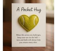 Sports Pocket Hug with Gift Card - Baseball, Basketball & Golf Heart-Shaped Pocket Hugs, Thinking of You Tokens for Encouragement, Miss You, Birthday & Christmas Gifts for Friends (1pc tennis)