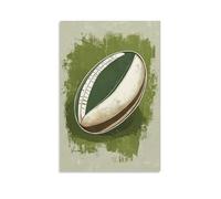 Sports Poster Rugby Ball Elliptical Shape with Clean White Stitches And Subtle Grass Stain Detailing Fashionable Wall Decor - Hanging Art Poster And Mural08x12inch(20x30cm)