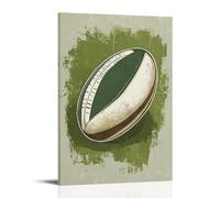 Sports Poster Rugby Ball Elliptical Shape with Clean White Stitches And Subtle Grass Stain Detailing Fashionable Wall Decor - Hanging Art Poster And Mural24x36inch(60x90cm)