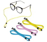 Sports PU Leather Glasses Strap, Zingso 3 Pcs Multi-Color Classic PU leather Adjustable Eyewear Sunglasses Head Band Eyeglass Chain Lanyard Glasses Strap for Decoration and Sports (Pink+ Blue +Yellow)