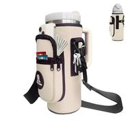 Sports rabbit Universal Water Bottle Holder - Compatible with Stanley 30oz Handle & Straight Bottles - Large Phone Pocket, Adjustable Strap for Work, Office, Gym, Outdoor, Camping (Cream)