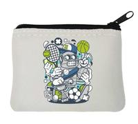 Sports Robot Jack of All Trades Champion of Everything Neoprene Coin Purse Pouch 10x11cm White