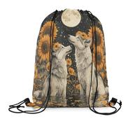 Sports Rucksack Wild Wolf Animal Sunflower Star Moon Light Backpack | Camping 36x42cm Sackpack Cinch Perfect Gym Bag for Football Party Man Woman