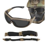 Sports Safety Glasses, Tactical Goggles, UV Protection Windproof Glasses, Wide/narrow Stable Headband For Paintball(Brown-1)