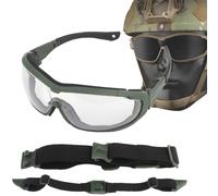Sports Safety Glasses, Tactical Goggles, UV Protection Windproof Glasses, Wide/narrow Stable Headband For Paintball(Green-2)