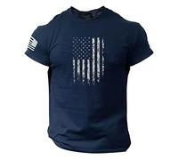 Sports Shirt Men's Short Sleeve T-Shirt US Flag Logo Casual Fitness Print Short Sleeve Vest with Lace Red, navy, 4XL