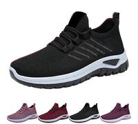 Sports Shoes for Women - Running Shoes for Women Mesh Comfortable Trainers Fitness Shoes Breathable Soft Sole Lace Up High Shoes, black, 4 UK