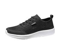Sports Shoes Men's Mesh Trainers Breathable Trainers Orthopaedic Walking Shoes with Laces Laifschuhe Lightweight Summer Shoes Casual Comfortable Lace-Up Shoes for Summer, White, 9.5 UK