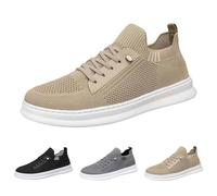 Sports Shoes Men's Slip In Trainers Men's Thin Trainers Non-Slip Fitness Shoes Flat Sole Walking Shoes Breathable Jogging Shoes Plain Slip-On Shoes Casual Comfort Shoes Comfortable, beige, 9.5 UK