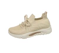 Sports Shoes Women's Comfortable Trainers Lightweight Running Shoes Non-Slip Trainers Breathable Mesh Walking Shoes Leisure Trekking Shoes Outdoor Fitness Shoes Tennis Shoes Hiking Shoes, beige, 4 UK