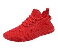 Sports Shoes Women's Trainers Summer Knitted Mesh Breathable Walking Shoes Plain Slip On Soft Sole Cushioning Trainers Outdoor Running Casual Summer Shoes with Laces 35-40 EU, red, 5 UK