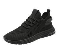 Sports Shoes Women's Trainers Summer Knitted Mesh Breathable Walking Shoes Plain Slip On Soft Sole Cushioning Trainers Outdoor Running Casual Summer Shoes with Laces 35-40 EU, black, 5 UK