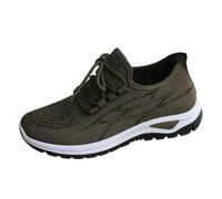 Sports Shoes Women's Trainers Summer Mesh Breathable Comfortable Sports Shoes Plain Non-Slip Soft Sole Comfortable Trainers Outdoor Running Casual Summer Shoes with Laces, 35-41 EU, Green, 8 UK