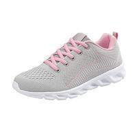 Sports Shoes Women's Trainers Summer Mesh Breathable Comfortable Walking Shoes Trendy Slip On Soft Sole Cushioning Trainers Outdoor Running Workout Jogging Shoes with Laces, 34-40 EU, pink, 5 UK
