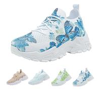Sports Shoes Women's Trainers Summer Mesh Breathable Jogging Shoes Trendy, blue, 7 UK