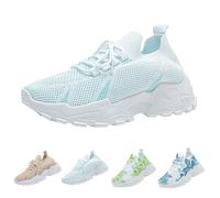 Sports Shoes Women's Trainers Summer Mesh Breathable Jogging Shoes Trendy, hellgrün, 5 UK