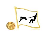 Sports Skating Physical Education Player Golden Metal Flag Lapel Pin Badge