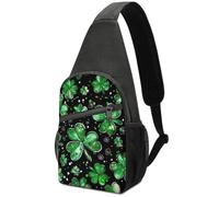 Sports Sling Backpack Green Ireland Shamrock St Patricks Day Crossbody Bag Retractable Side Pocket Shoulder Pack For Camping, Cycling, Fishing