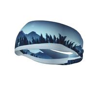 Sports Snowy Forest Print Sweatband Headbands for Men & Women – Breathable, Stretchy Gym Exercise Running Headband