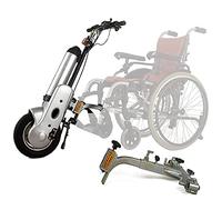 Sports Steering Wheel Traction Head 400W Wheelchair Retractor, Electric Wheelchair Conversion Kit, 3 Speed Adjustable, with Front Light, Range: 35Km, Shock Absorption System Horn, Silver-A