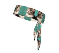 Sports Strap Double-Sided Headband, Men's and Women's Headband, Fitness, Running, Yoga, A Curious cat Sweat-Absorbing Headband