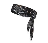 Sports Strap Double-Sided Headband, Men's and Women's Headband, Fitness, Running, Yoga, Black Mystery Heart Stone Sweat-Absorbing Headband