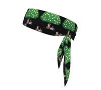 Sports Strap Double-Sided Headscarf HJFCZH Flower Bicycle Under The Tree Prints Soft and Breathable Suitable for Yoga Running and Fitness