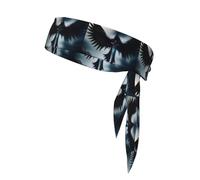 Sports Strap Double-Sided Headscarf WHJDPP Black Feathered Flying Sword Printing Soft and Breathable Suitable for Yoga Running and Fitness